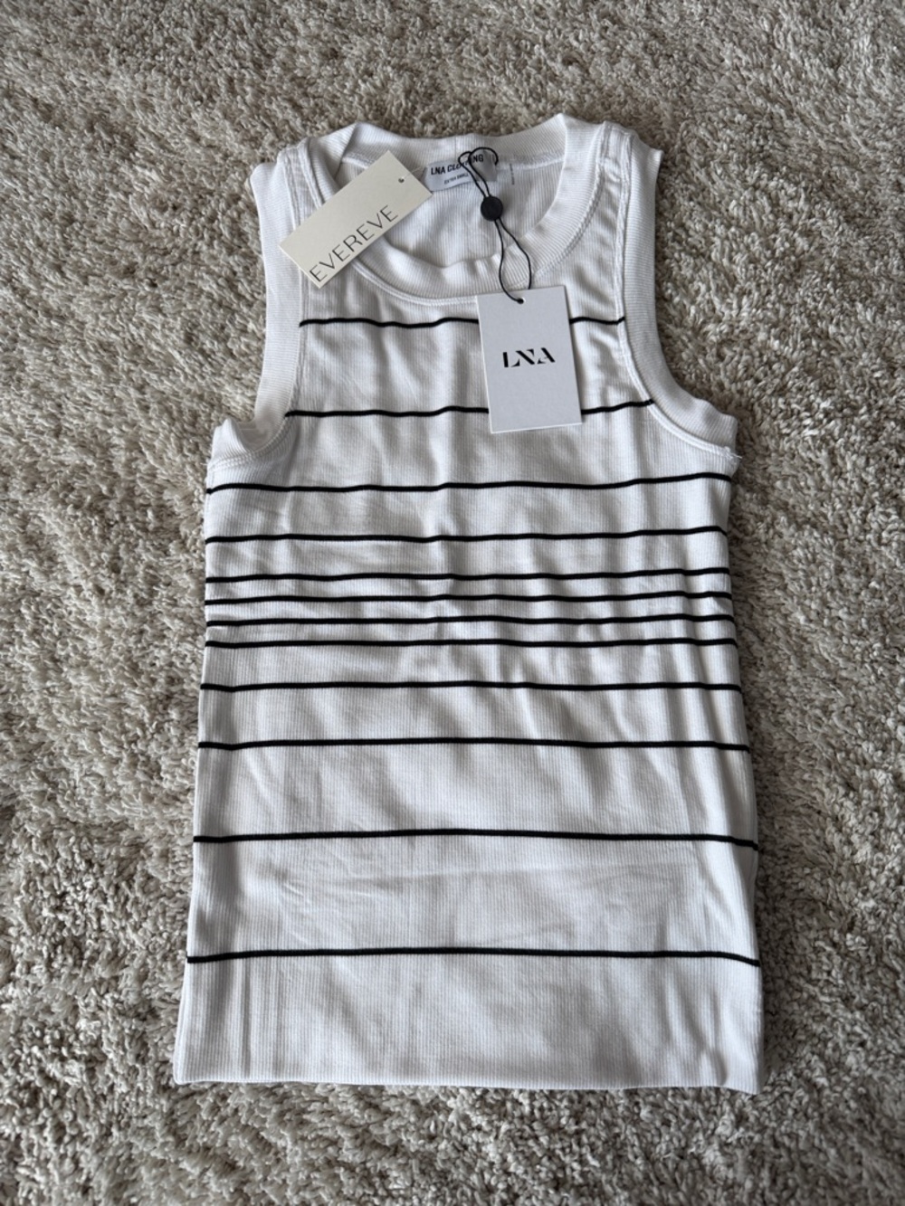 NEW LNA White Tank Top with Black Stripes from Evereve